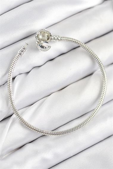 Pirinç Charm Topcuk Model Gümüş Renk Kadın Bileklik