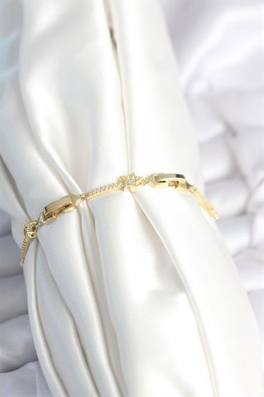 Pirinç Gold Renk Halley Yıldız Model Kadın Bileklik