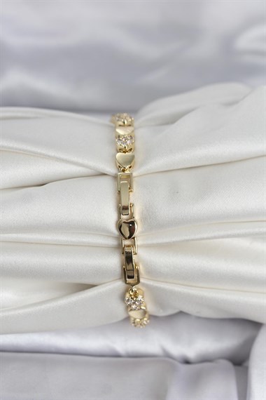 Pirinç Gold Renk Kalpli Model Kadın Bileklik