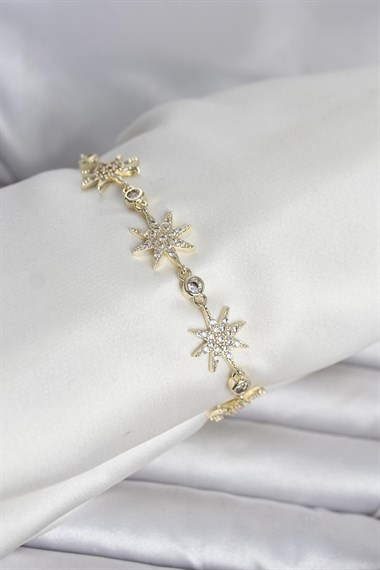 Pirinç Gold Renk Kutup Yıldızı Model Kadın Bileklik
