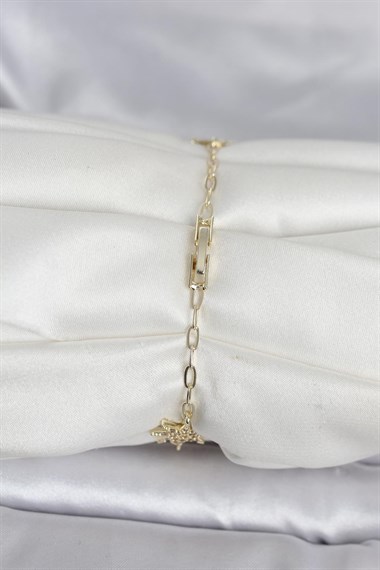 Pirinç Gold Renk Kutup Yıldızı Model Kadın Bileklik