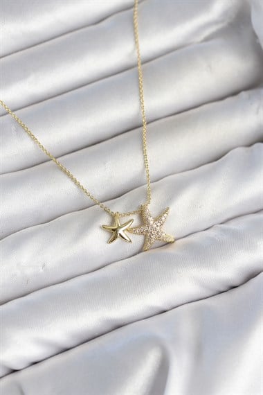 Pirinç Gold Renk Minimal Yıldız Model Kadın Kolye