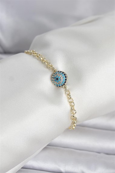 Pirinç Gold Renk Nazar Model Kadın Bileklik