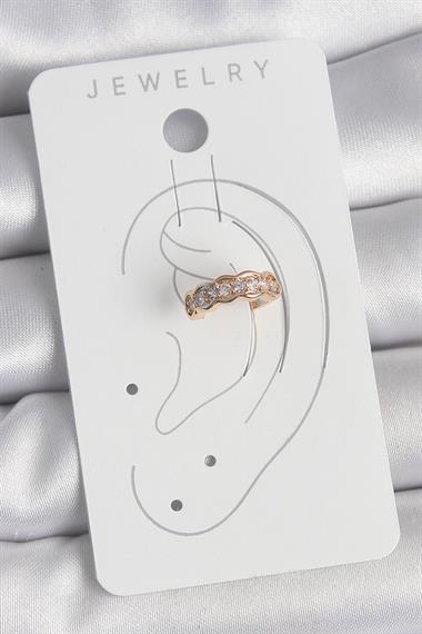 Pirinç Gold Renk Zirkon Taşlı Kadın Kıkırdak Küpe