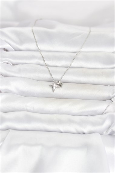 Pirinç Gümüş Renk Minimal Kutup Yıldızı Model Kadın Kolye