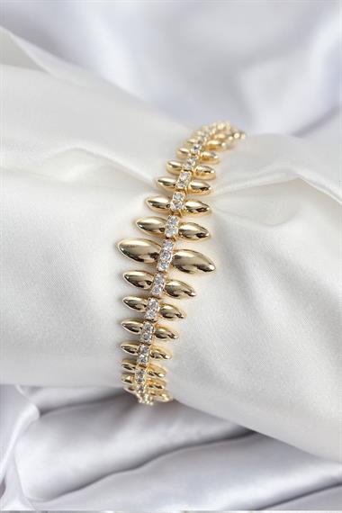 Pirinç VIP Seri Gold Renk Sıralı Damla Model Kadın Bileklik