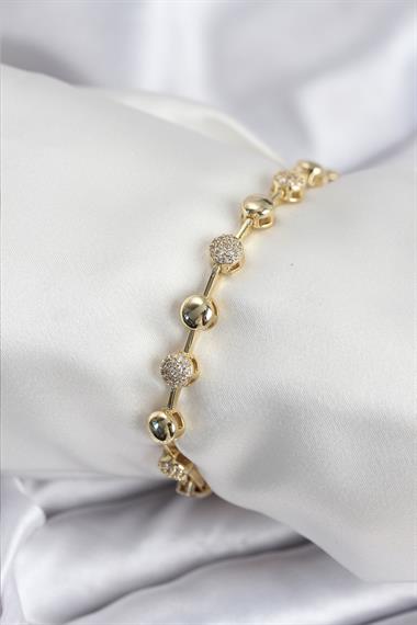 Pirinç VIP Seri Gold Renk Topçuk Model Kadın Bileklik