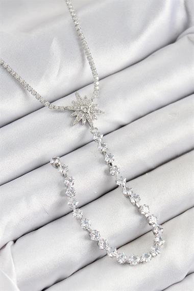 Pirinç Zirkon Taşlı Kutup Yıldızı Model Gold Renk Y Kolye