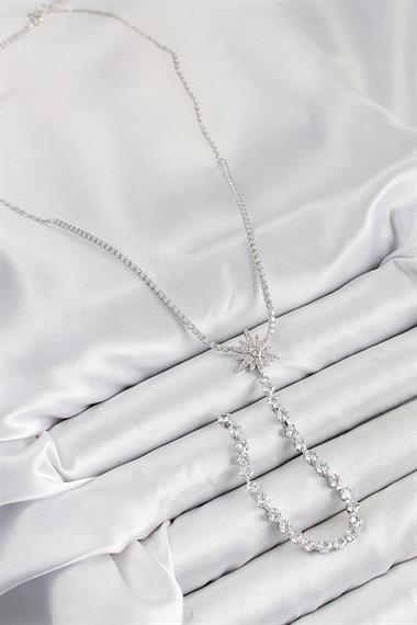 Pirinç Zirkon Taşlı Kutup Yıldızı Model Gold Renk Y Kolye