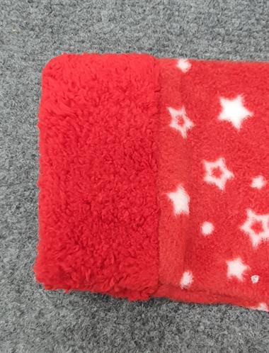 Polarlı Peluşlu Yıldızlı Pijama Takım -Kırmızı