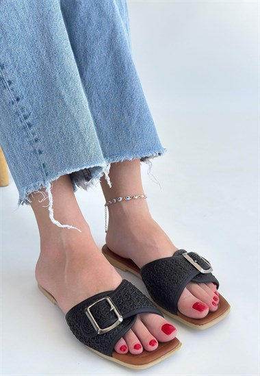 Revin Cilt Terlik -Siyah