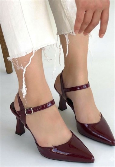 Suden Rugan Topuklu Ayakkabı -Bordo