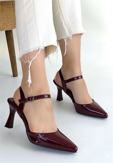 Suden Rugan Topuklu Ayakkabı -Bordo