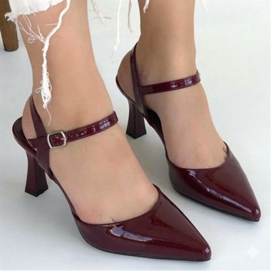 Suden Rugan Topuklu Ayakkabı -Bordo
