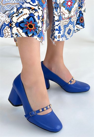 Tino Cilt Topuklu Ayakkabı -Mavi