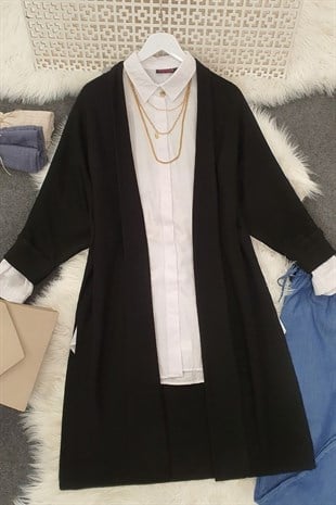 Yarasa Kol Hırka -Siyah