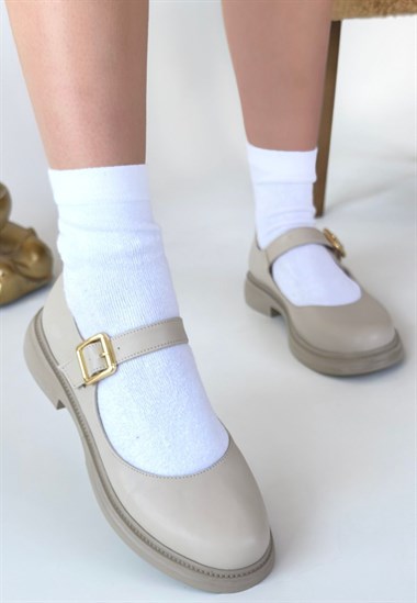 Yokox Cilt Oxford Ayakkabı -Bej