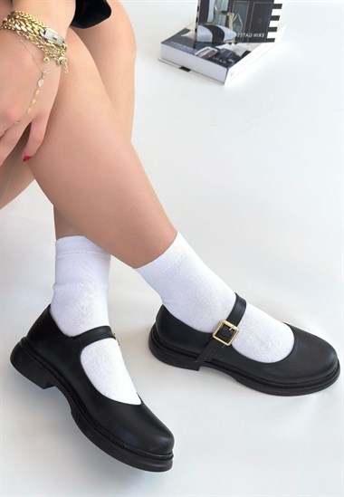 Yokox Cilt Oxford Ayakkabı -Siyah