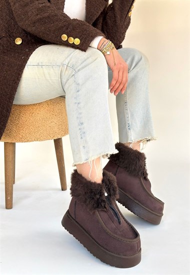 Zinya Süet Bot -Kahverengi