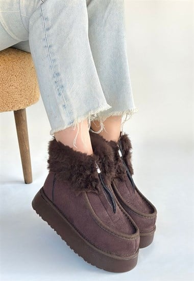 Zinya Süet Bot -Kahverengi