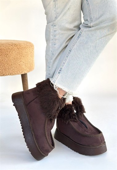 Zinya Süet Bot -Kahverengi