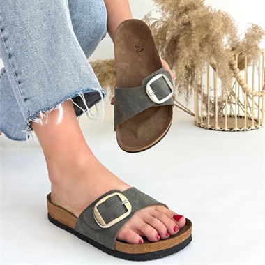 Zooy Nubuk Terlik -Yeşil