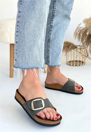 Zooy Nubuk Terlik -Yeşil