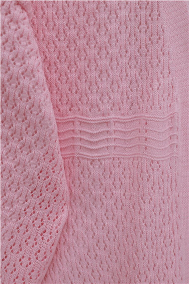 Ajurlu Dalga Desenli Triko Hırka  -Pembe
