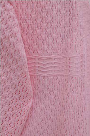 Ajurlu Dalga Desenli Triko Hırka  -Pembe