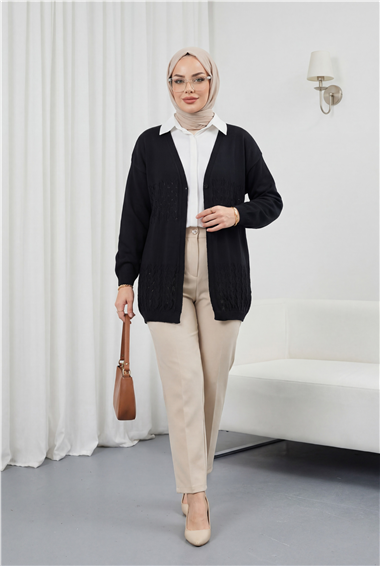 Araboy Ajurlu Triko Hırka -K. Kahve