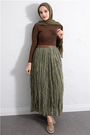 Astarlı Gipeli Modal Etek  -Yeşil