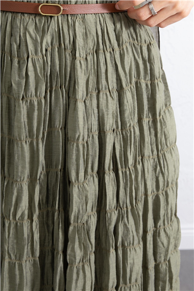 Astarlı Gipeli Modal Etek  -Yeşil