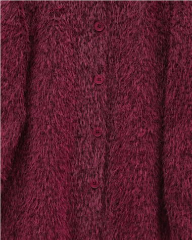 Atkı Detaylı Önü Düğmeli Sakallı Ceket -Bordo