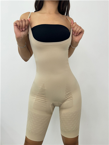 مشد بطول الدمبل مع حزام قابل للتعديل - كريمي