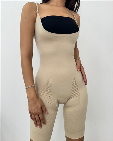 مشد بطول الدمبل مع حزام قابل للتعديل - كريمي