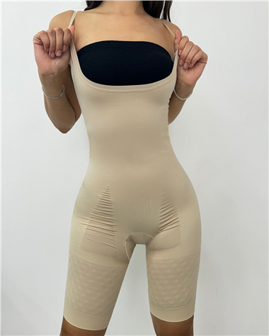 مشد بطول الدمبل مع حزام قابل للتعديل - كريمي