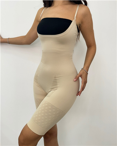 مشد بطول الدمبل مع حزام قابل للتعديل - كريمي