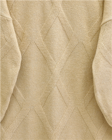 Baklava Desenli Yumoş Triko Tunik -Açık Vizon