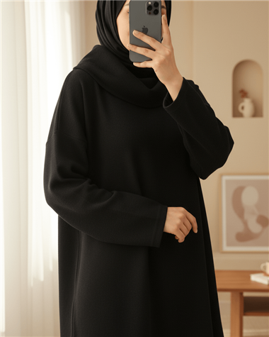 Balıkçı Yaka Yırtmaçlı Kaşkorse Tunik  -Laci