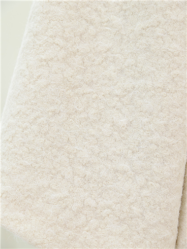 Balon Kol Deri Kemerli Buklet Ceket  -Krem