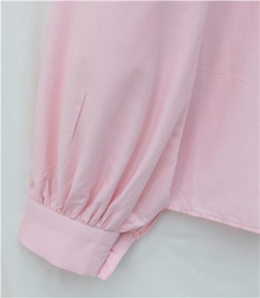 Balon Kol Düğmeli Kısa Poplin Gömlek -Pembe
