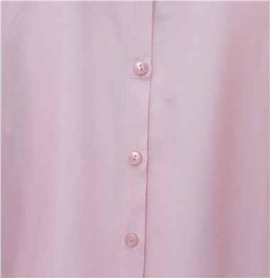 Balon Kol Düğmeli Kısa Poplin Gömlek -Pembe