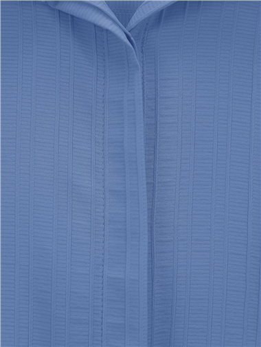 Belden Bağlamalı Fitilli Krinkıl Gömlek -Buz Mavi