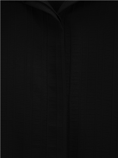 Belden Bağlamalı Fitilli Krinkıl Gömlek -Siyah