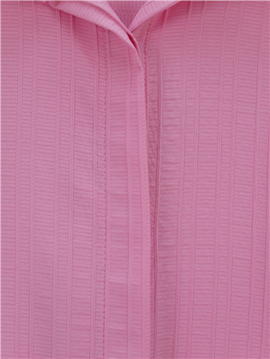 Belden Bağlamalı Fitlli Krinkıl Gömlek   -Pembe