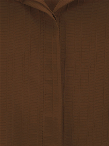 Belden Bağlamalı Fitlli Krinkıl Gömlek   -Kahve