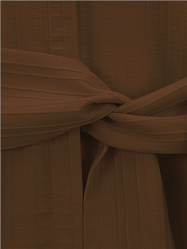 Belden Bağlamalı Fitlli Krinkıl Gömlek   -Kahve