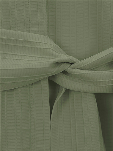 Belden Bağlamalı Fitlli Krinkıl Gömlek  -Su Yeşili