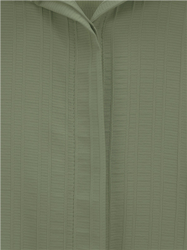 Belden Bağlamalı Fitlli Krinkıl Gömlek  -Su Yeşili