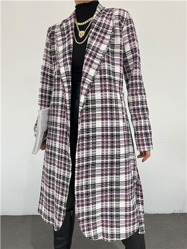 Belden Bağlamalı Şanel Kap -Mor